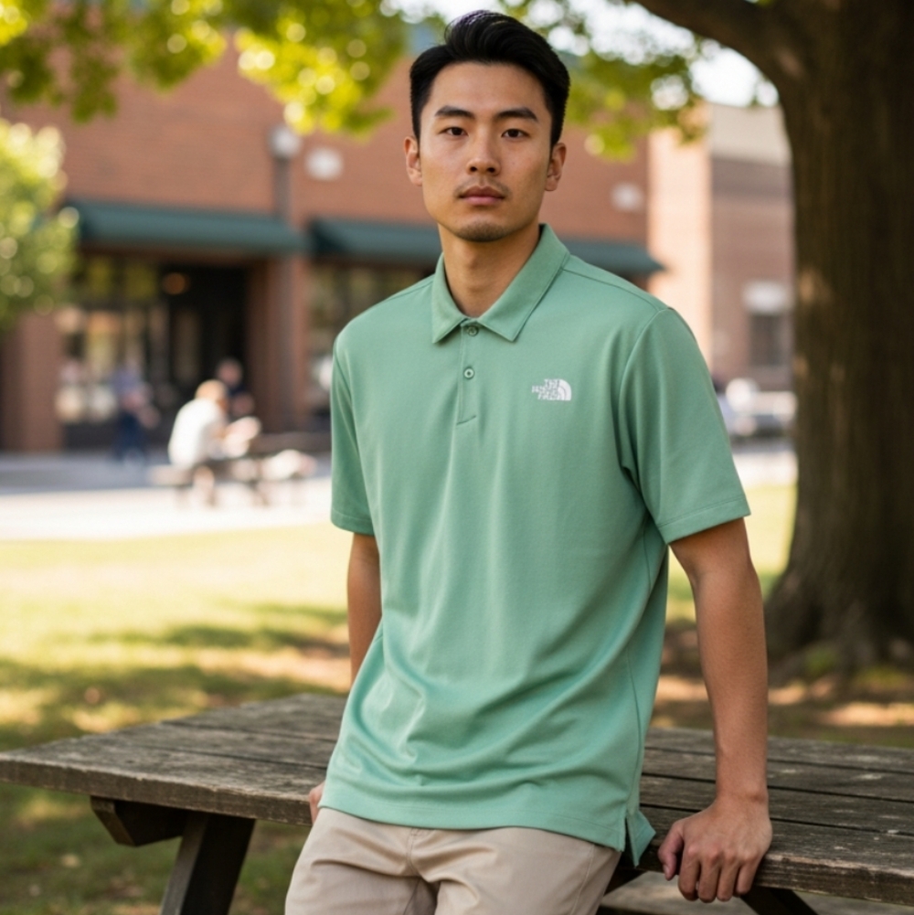 NWOT The North Face Men's Mint Green Polo Shirt Size-M